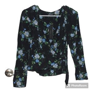NEW Yumi Kim Floral Long Sleeve Wrap Top Women Size Small